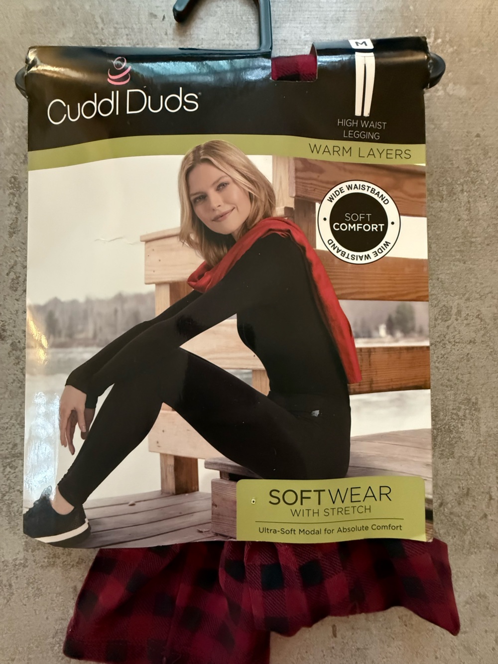 New in package Cuddlduds red and black plaid pants